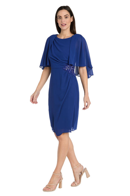 Short Beaded Cape Dress Cocktail R&M Richards 3474