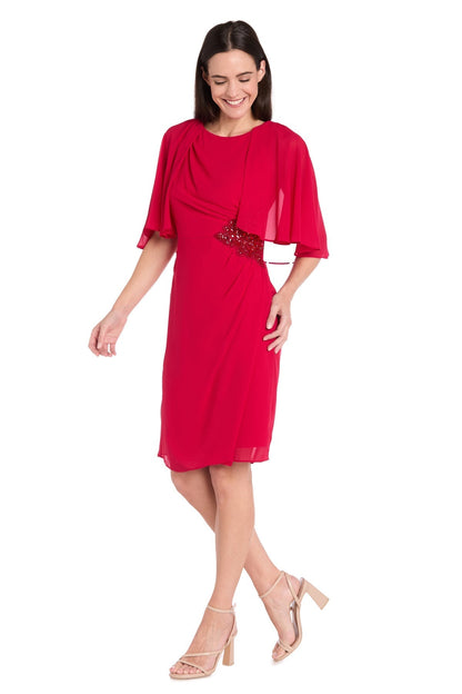 Short Beaded Cape Dress Cocktail R&M Richards 3474