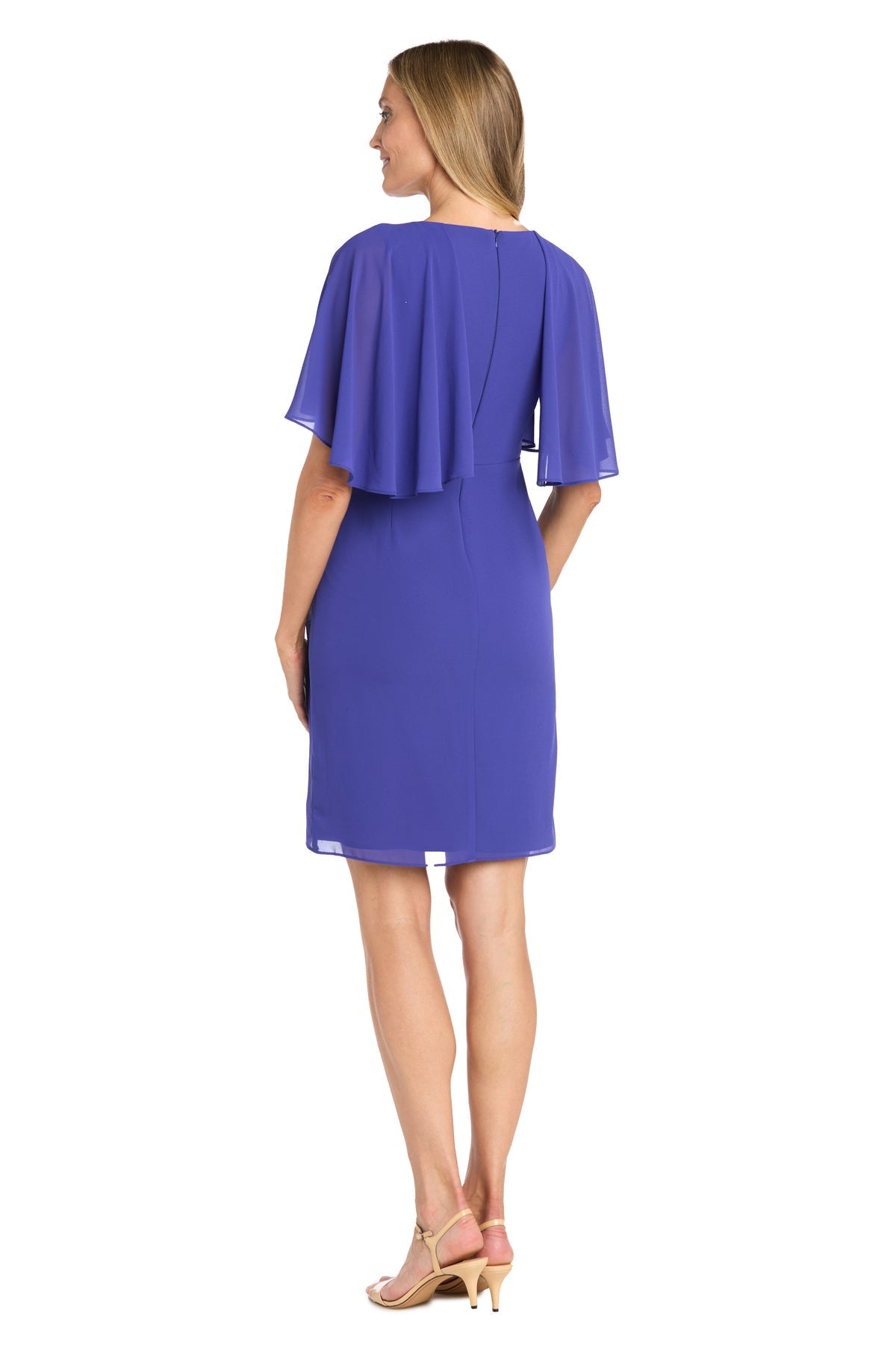 Short Beaded Cape Dress Cocktail R&M Richards 3474
