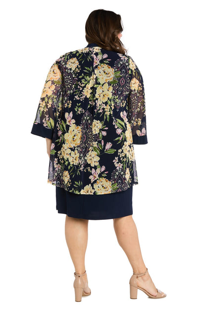Floral Plus Size Jacket Dress Two Piece Short R&M Richards 3482W