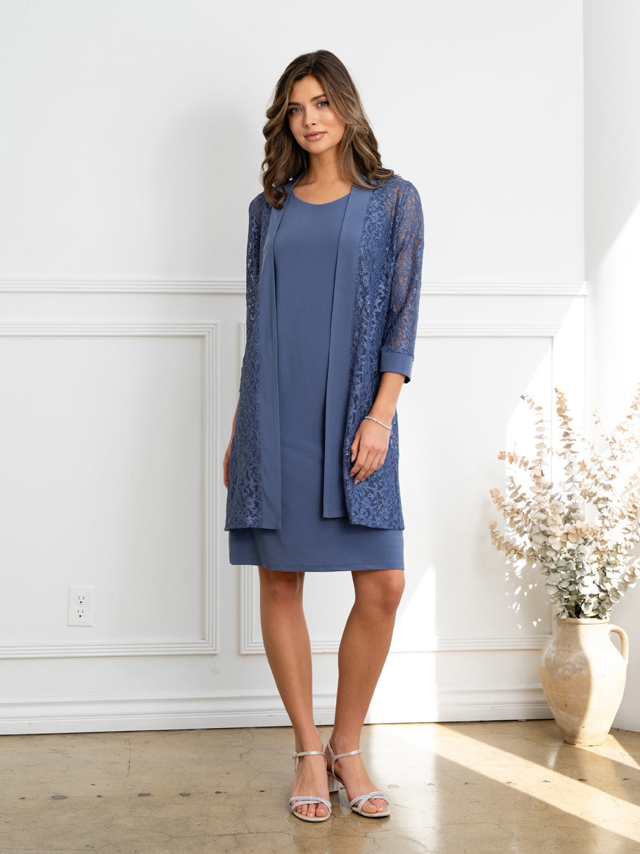 Eva Fashion 3505 Two Piece Short Mother of the Bride Jacket Dress