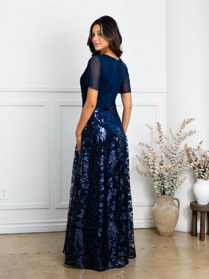 Eva Fashion 3519 Mother of the Bride Long Sequin Lace Formal Dress
