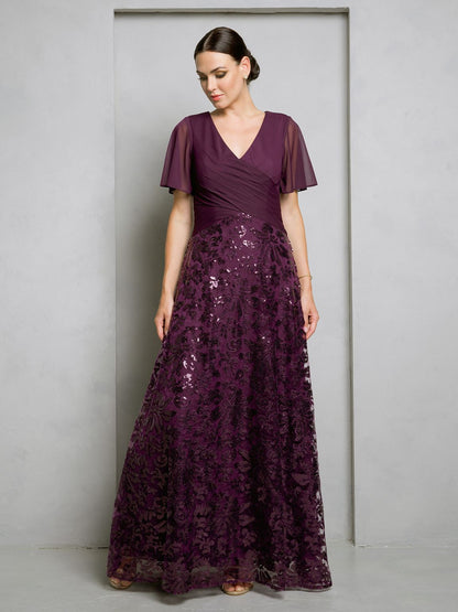 Eva Fashion 3519 Mother of the Bride Long Sequin Lace Formal Dress