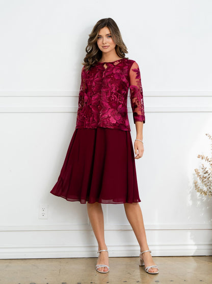 Eva Fashion 3524 Short Mother of the Bride Lace Jacket Dress