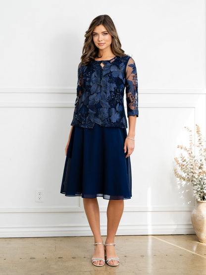Eva Fashion 3524 Short Mother of the Bride Lace Jacket Dress