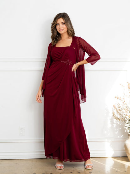 Eva Fashion 3527 Two Piece Long Formal Beaded Evening Dress