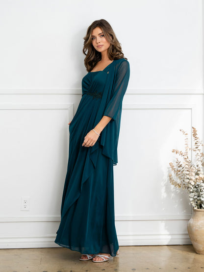 Eva Fashion 3527 Two Piece Long Formal Beaded Evening Dress