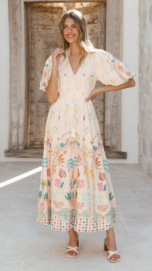 Tamsin Midi Dress - Acacia Palm