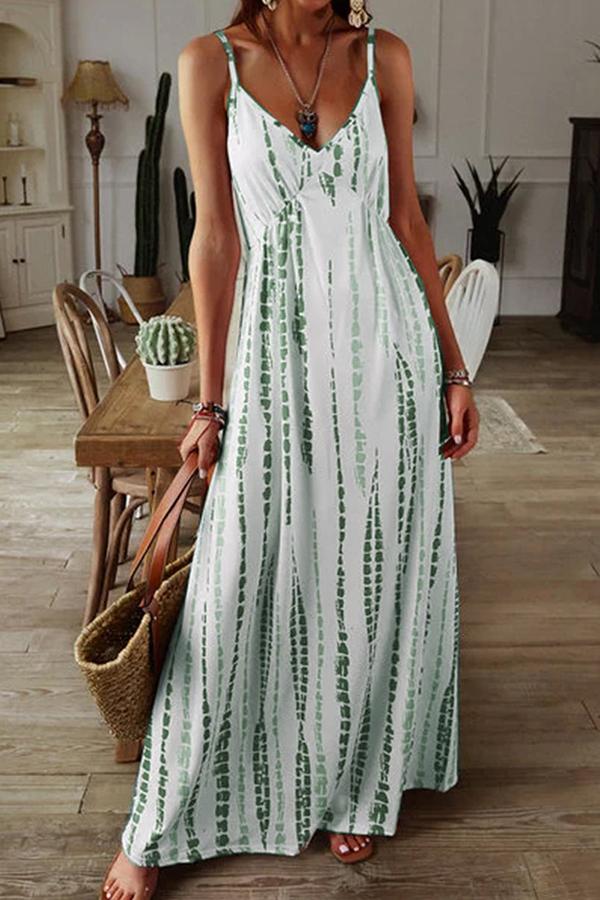 Tie-dye V-neck Bohemian Maxi Dress