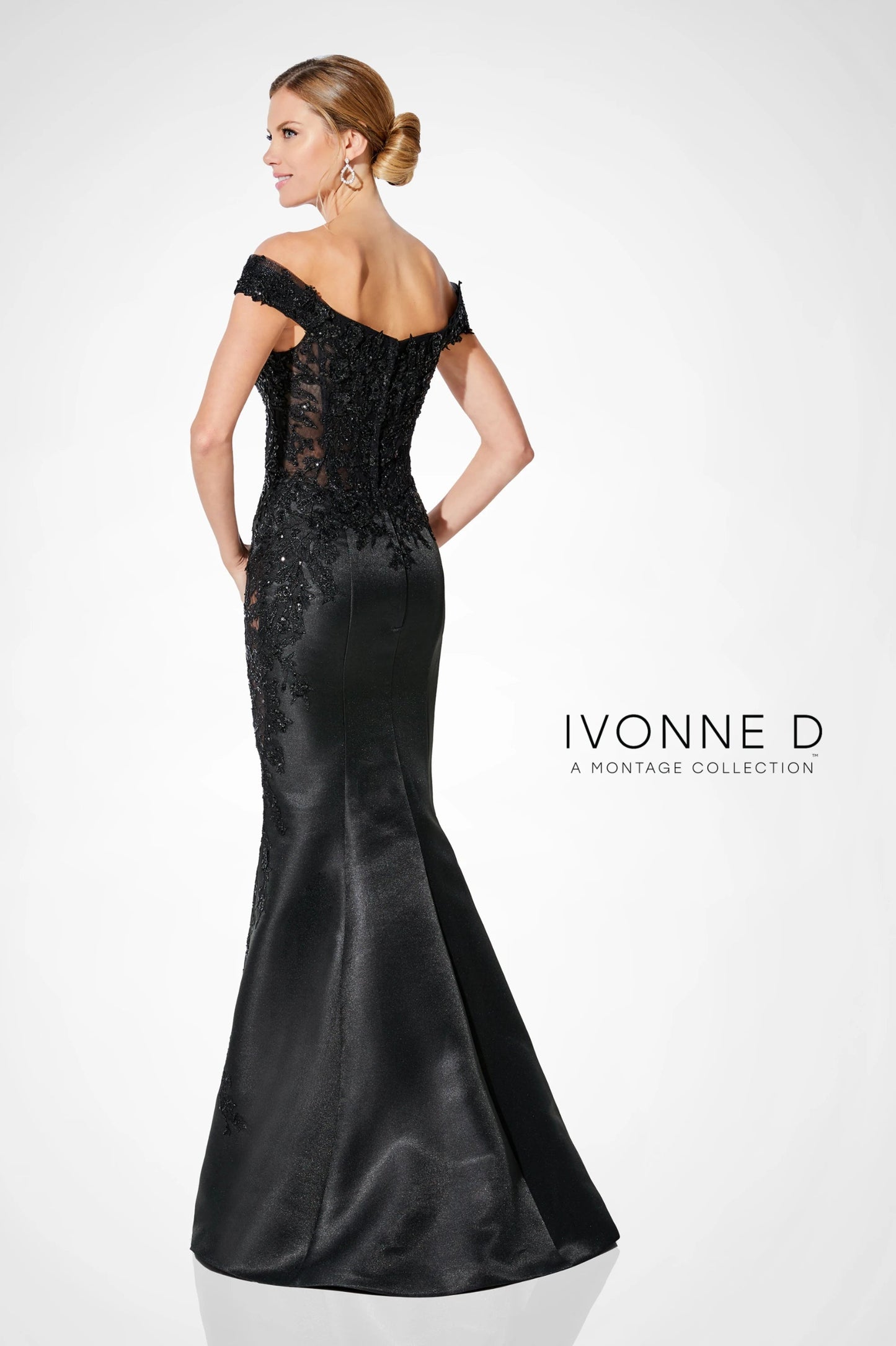 Ivonne D 221D51W Plus Size Long Formal Lace Overskirt Evening Gown