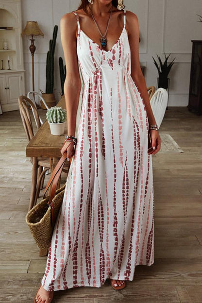 Tie-dye V-neck Bohemian Maxi Dress