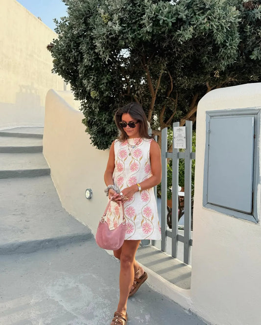 Lunara – Short sleeveless dress with summer print