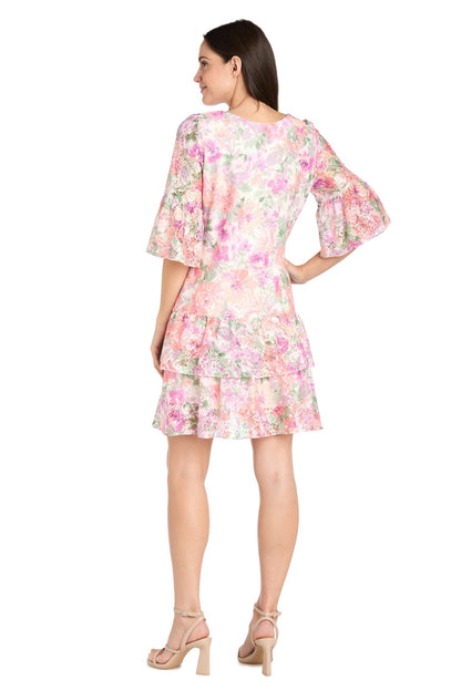 Short Floral Lace Ruffle Dress Cocktail R&M Richards 4107