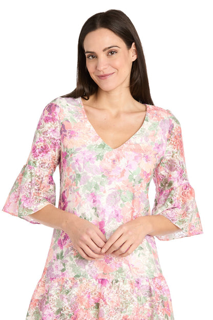 Short Floral Lace Ruffle Dress Cocktail R&M Richards 4107