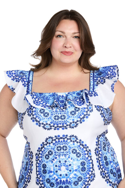 Plus Size Printed Dress Short R&M Richards 4134W