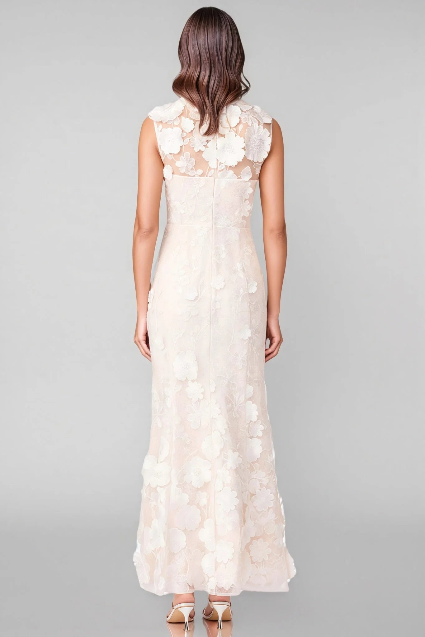 Jastet Embroidered 3D Floral Maxi Dress
