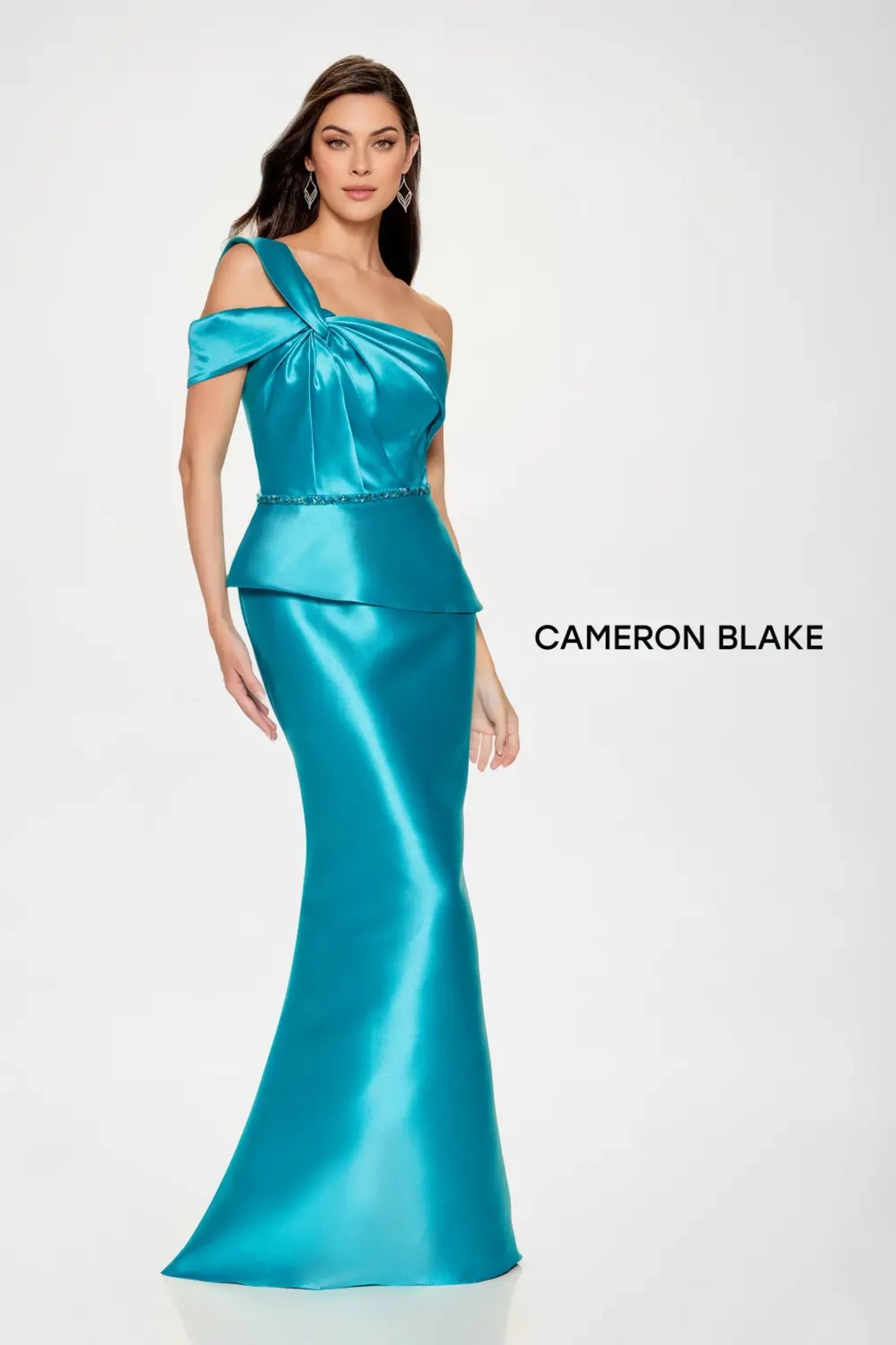 Cameron Blake CB207 Mermaid Long Formal Beaded Peplum Evening Gown