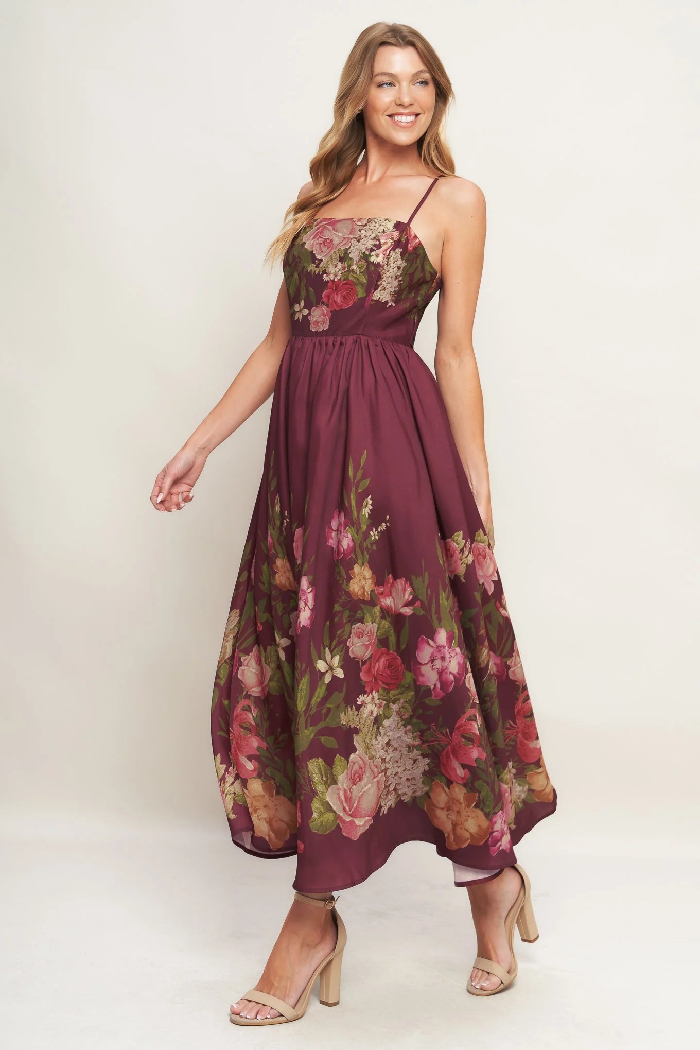 SECRET GARDEN ROMANCE BURGUNDY MAXI DRESS - FINAL SALE