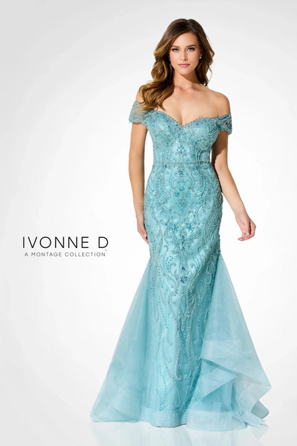 Ivonne D ID926 Long Mermaid Evening Beaded Formal Dress