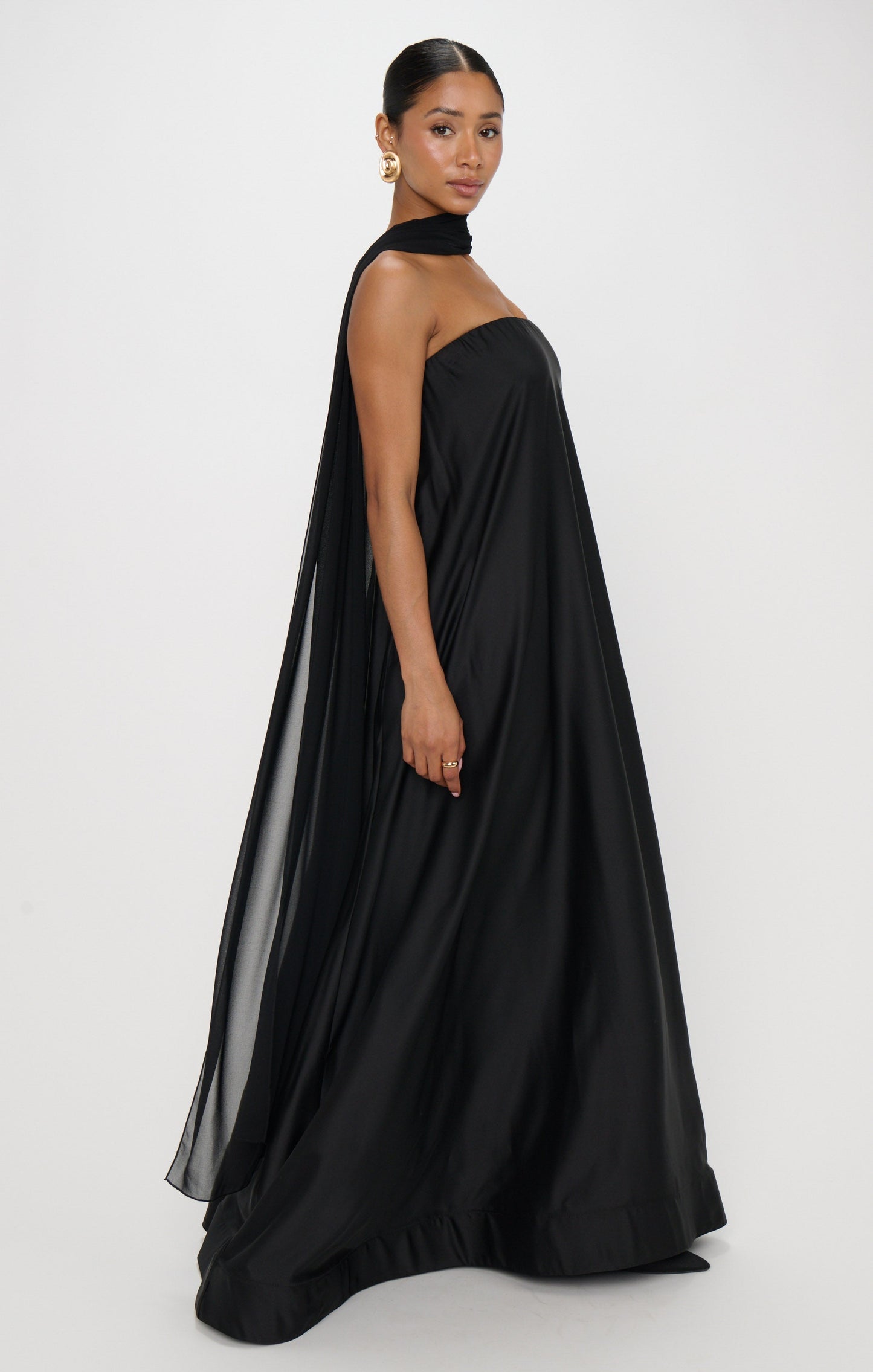 Tinsley Tube Dress ~ Black Luxe Satin