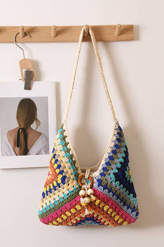 Multi-Color Handmade Crochet Hollow Tassel Hobo Shoulder Bag