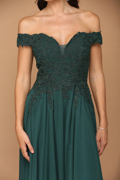 Long Off Shoulder Formal Chiffon Evening Dress