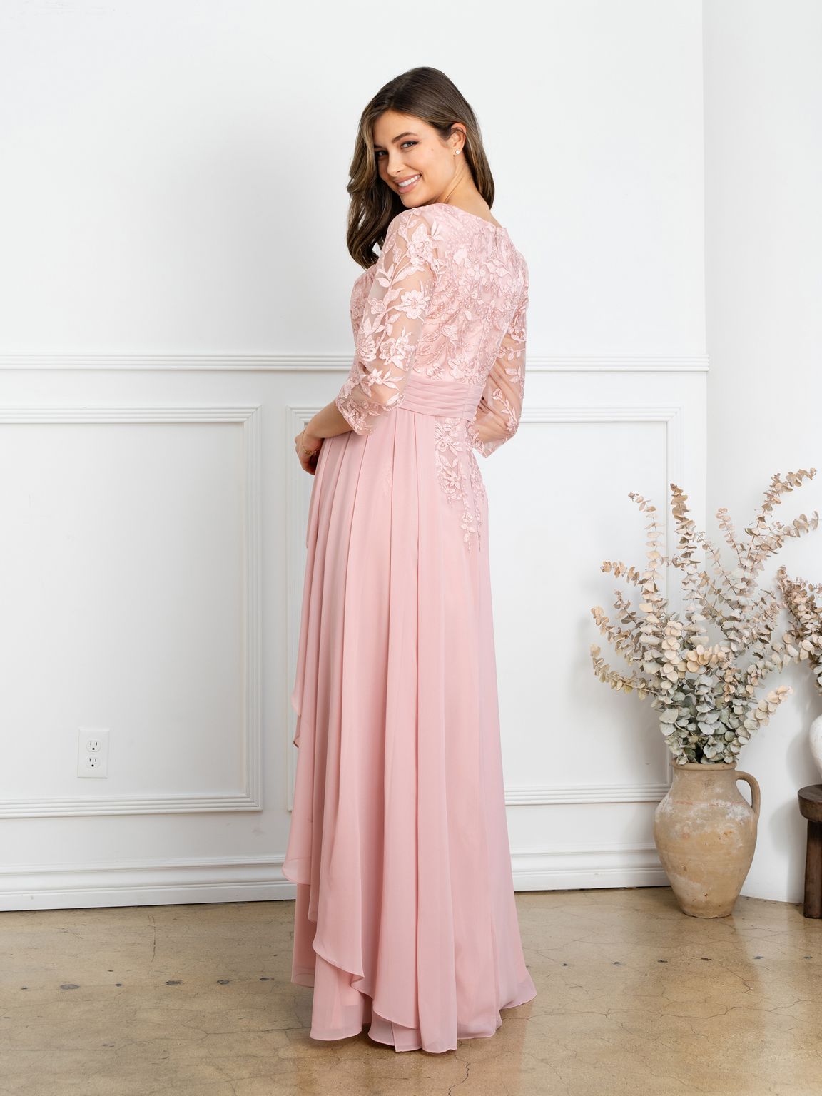 Eva Fashion 5283 Pleated Long Mother of the Bride Formal Dress