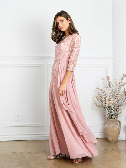 Eva Fashion 5283 Pleated Long Mother of the Bride Formal Dress
