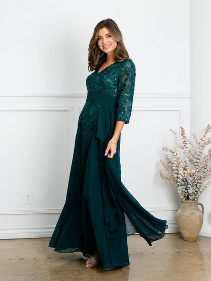 Eva Fashion 5283 Pleated Long Mother of the Bride Formal Dress