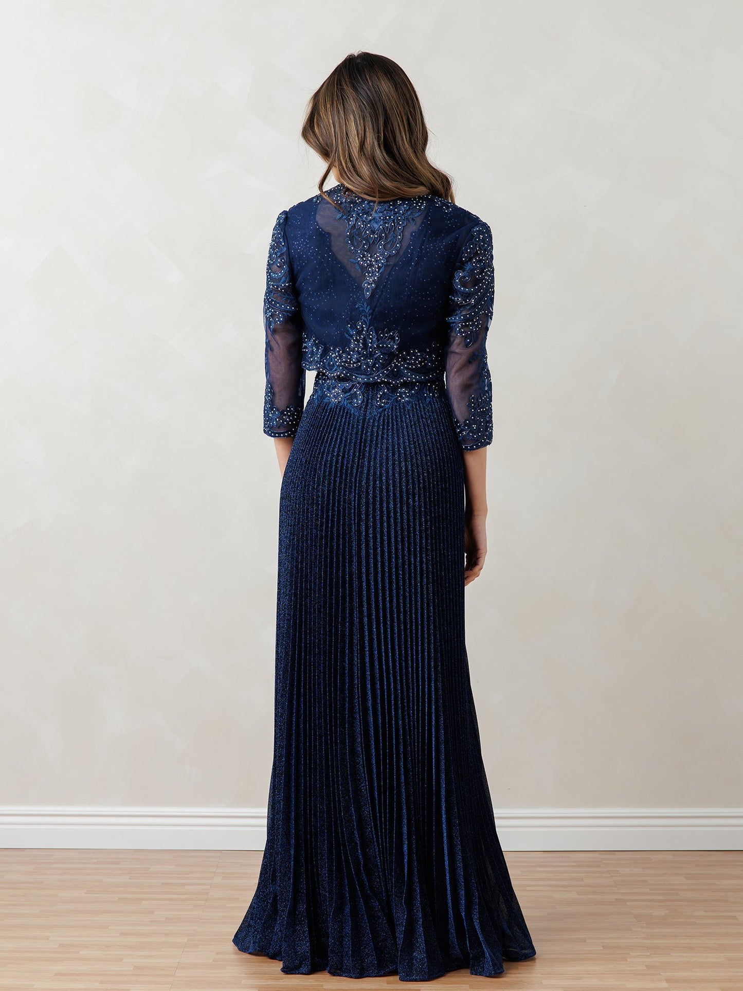 Eva Fashion 5297 Long Two Piece Mother of the Bride Pleated Dress