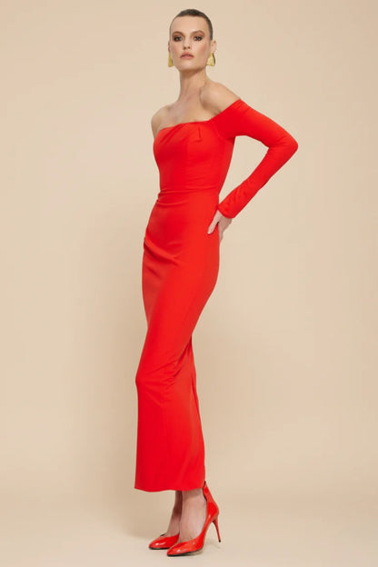 Kristie Midi Dress - Cherry Red