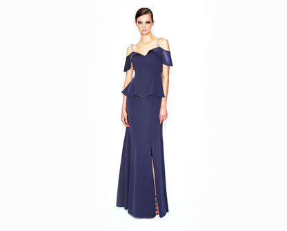 Alexander by Daymor 550 Long Formal Peplum Evening Dress