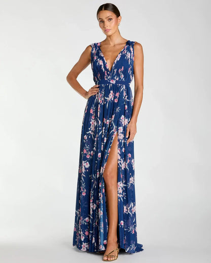 Long Sleeveless Formal Chiffon Gown by Mac Duggal 55321