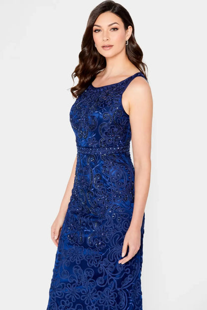 Cameron Blake 115604 A Line Beaded Formal Long Evening Gown