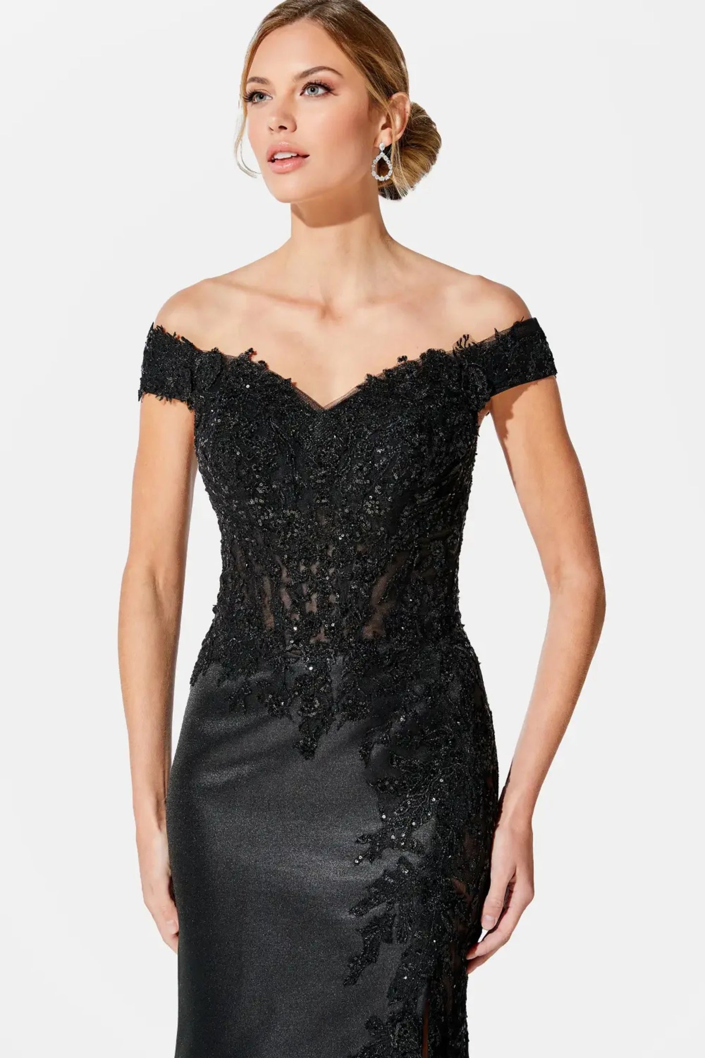 Ivonne D 221D51W Plus Size Long Formal Lace Overskirt Evening Gown