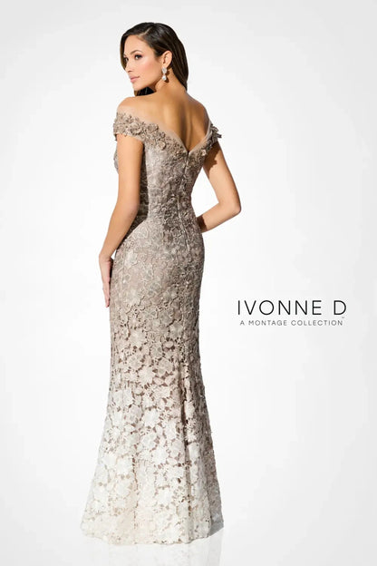 Ivonne D ID902 Long Formal Beaded Lace Ombre Evening Gown