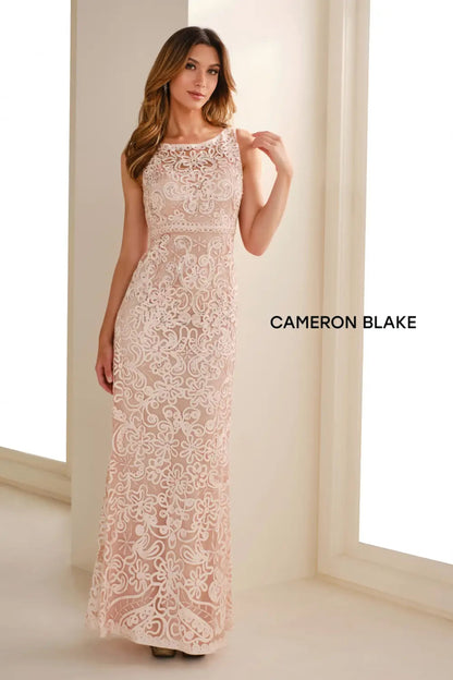 Cameron Blake 115604 A Line Beaded Formal Long Evening Gown