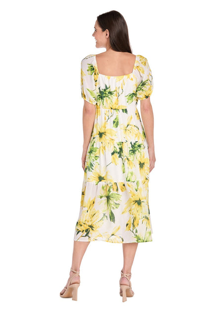 Printed Midi Length Dress A Line Cocktail R&M Richards 6672