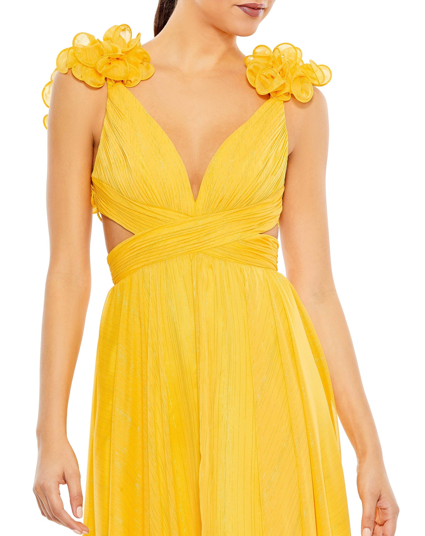 Long Formal Pleated Chiffon Gown Pleated Detail Mac Duggal 68094