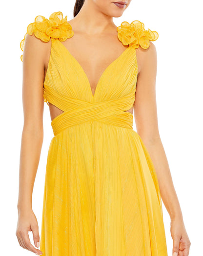 Long Formal Pleated Chiffon Gown Pleated Detail Mac Duggal 68094
