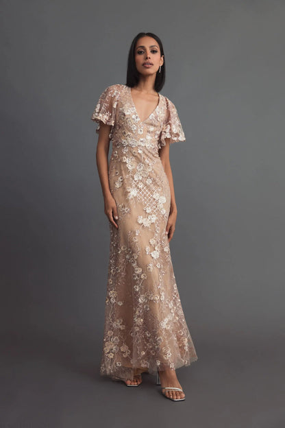 Long Floral Sequin Dress Formal Mother of the Bride Mac Duggal 68743