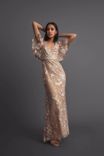 Long Floral Sequin Dress Formal Mother of the Bride Mac Duggal 68743