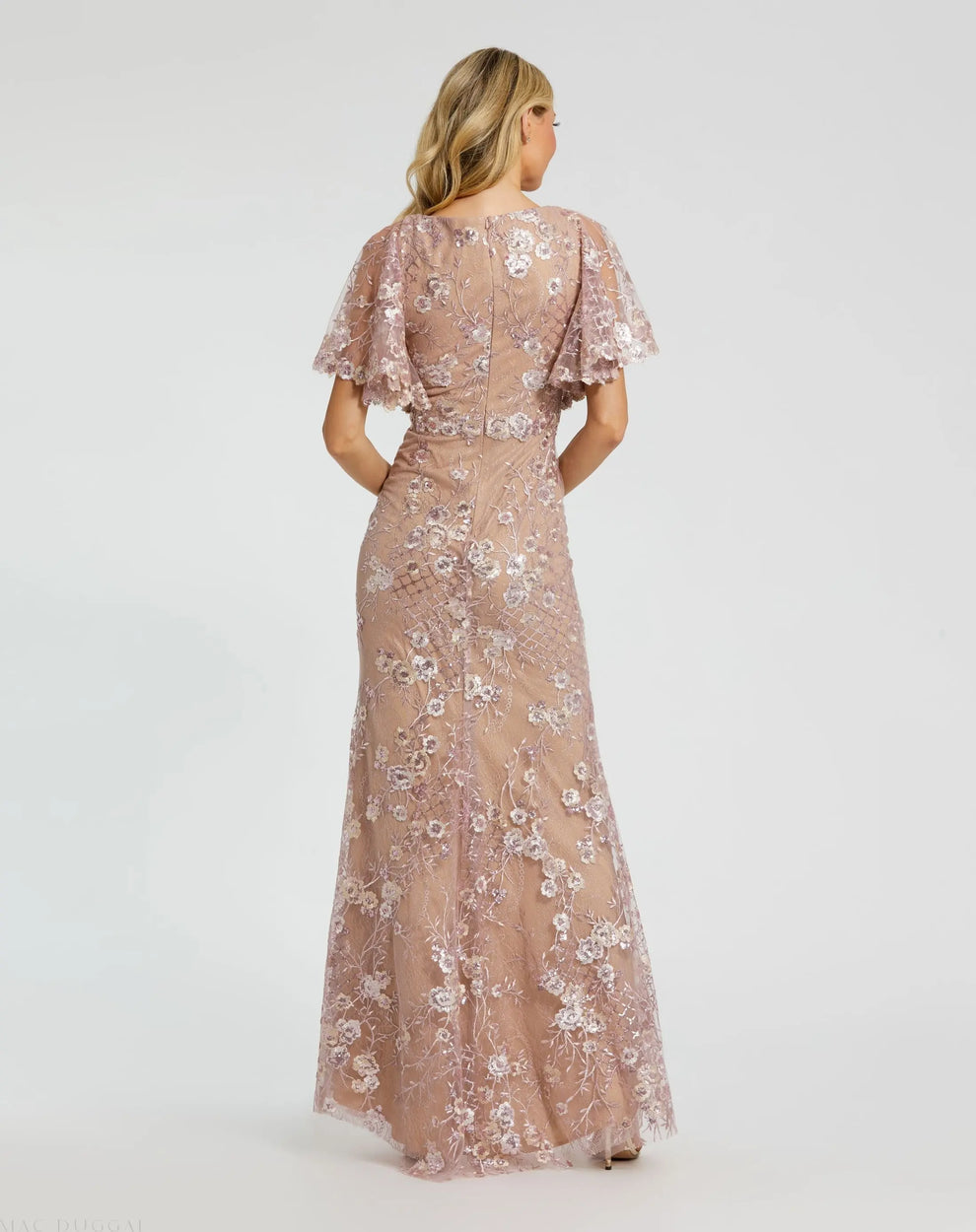 Long Floral Sequin Dress Formal Mother of the Bride Mac Duggal 68743