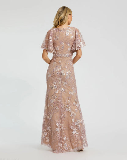 Long Floral Sequin Dress Formal Mother of the Bride Mac Duggal 68743