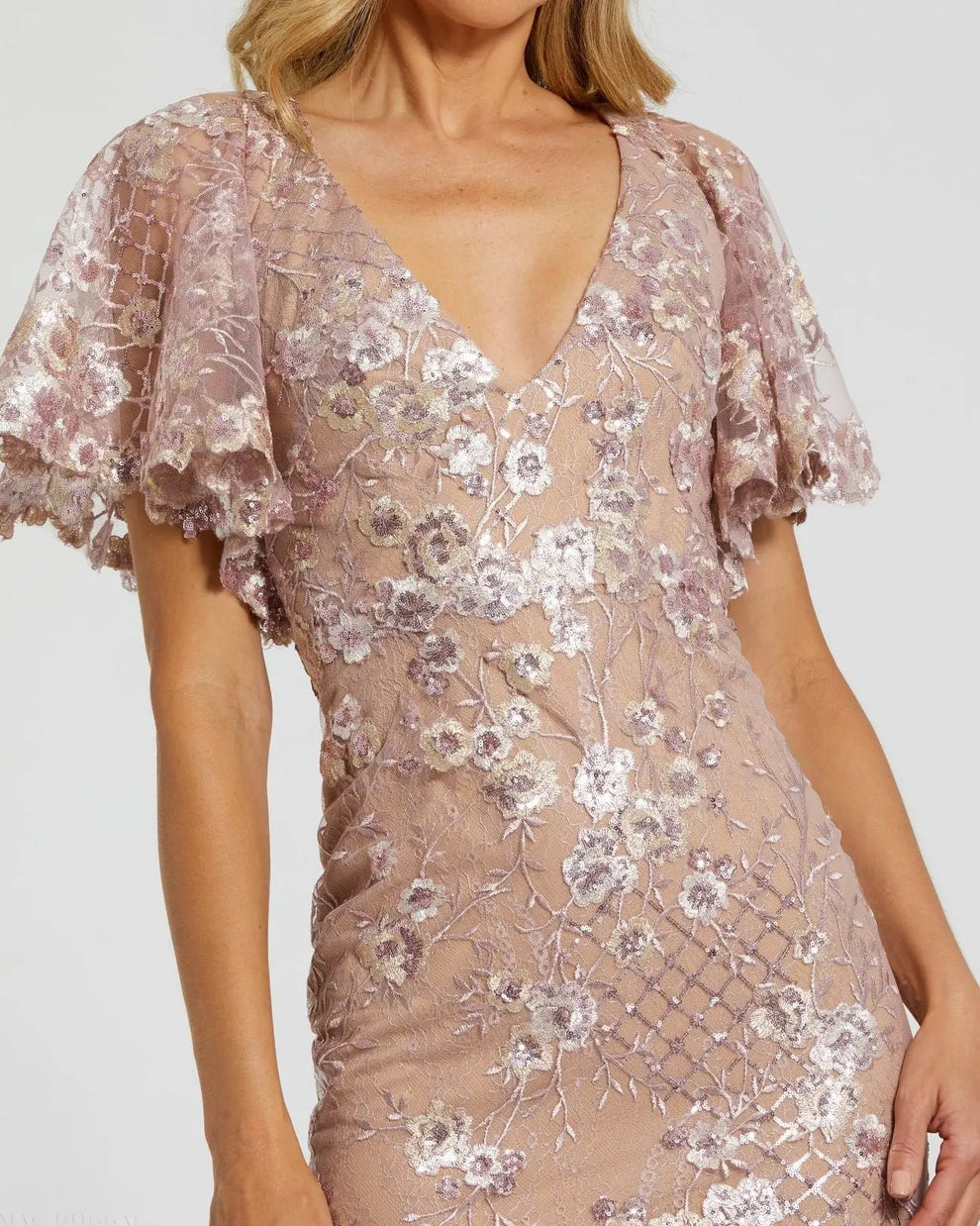Long Floral Sequin Dress Formal Mother of the Bride Mac Duggal 68743