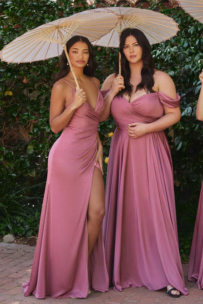 JILLIAN GOWN - A-LINE SOFT SATIN OFF THE SHOULDER DRESS
