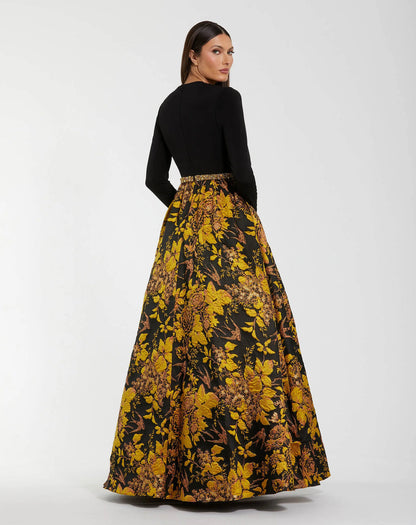 Long Floral Dress Pleated Formal Mother of the Bride Mac Duggal 69000