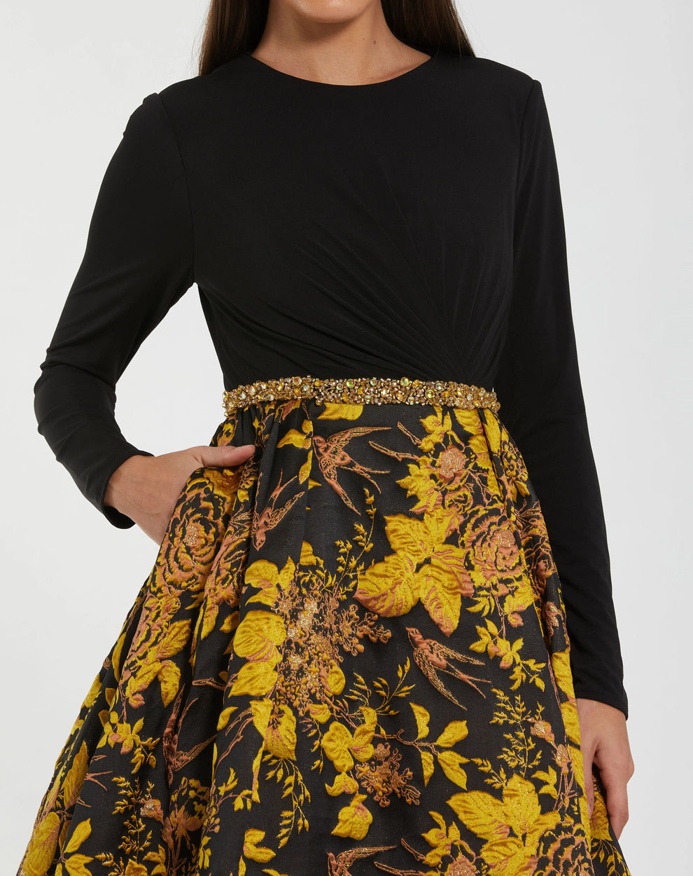 Long Floral Dress Pleated Formal Mother of the Bride Mac Duggal 69000