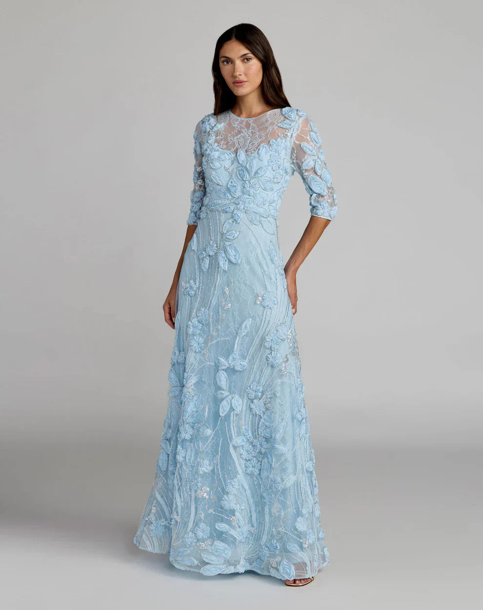Long Lace Dress Formal Mother of the Bride Mac Duggal 69016