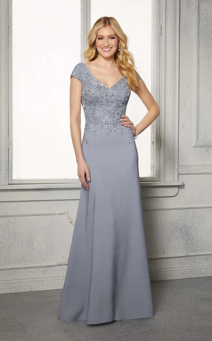 MGNY Madeline Gardner New York 72421 Long Formal A Line Beaded Lace Evening Dress
